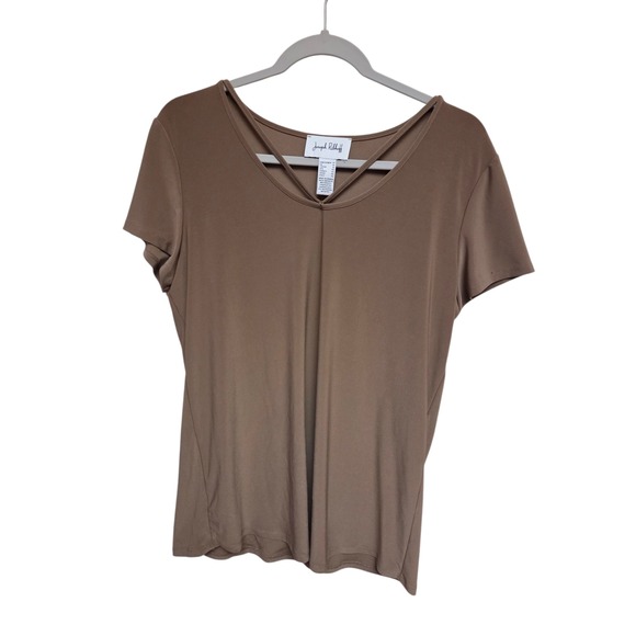 Joseph Ribkoff Criss Cross V-Neck Top Casual Everyday Tee Shirt Size 12 - Picture 1 of 5